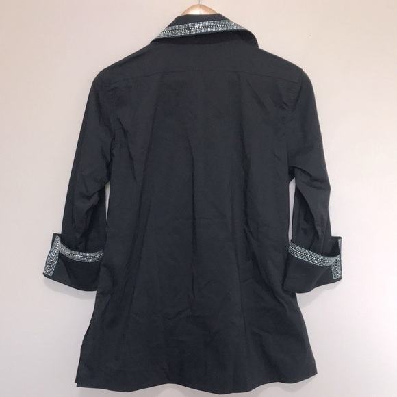 CHRISTINE Alexander rhinestone jewel button front western shirt Small oversized - Picture 7 of 12